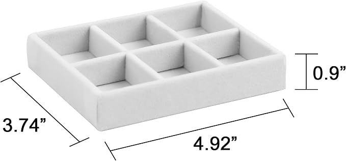 Frebeauty Small Jewelry Tray Set,Stackable Velvet Jewelry Organizer Tray,Mini Jewelry Drawer Organizer,Drawer Inserts,4.92 x 3.74 x 0.9 Inches,Earring Organizer for Women(Set 9,White) - Image 3