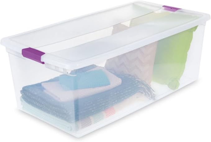 Sterilite 4-Pack 110 Quart ClearView Latch Box, Stackable Organizer Bins with Latching Lids - Clear Plastic Organization Containers for Closet, Bedroom, Shelving Units and Everyday Home Storage - Image 6