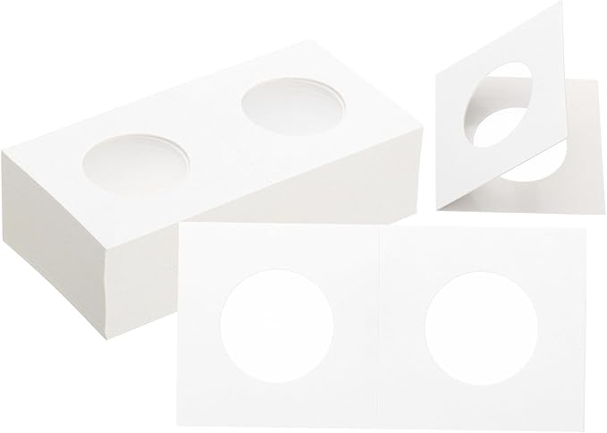 PATIKIL 2 x 2 Coin Flips, 100 Pack 27.5mm Cardboard Coin Holder Paper Coin Holders for Coin Collection Supplies Collector, White
