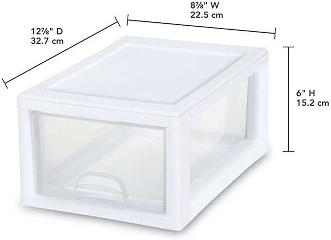 Sterilite 12-Pack 6 Quart Stacking Drawer, Clear Storage Closet Organizer, White Frame - Stackable Modular Plastic Drawers for Clothes, Accessories, Craft Supplies, Shoes or Linens - Image 3