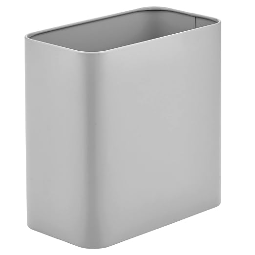 mDesign Small Metal 2.4 Gallon/9 Liter Trash Can Wastebasket Garbage Bin for Bathroom, Slim Rubbish Waste Bin Trashcans - Mirri Collection - Gray (23578MDBST) by mDesign