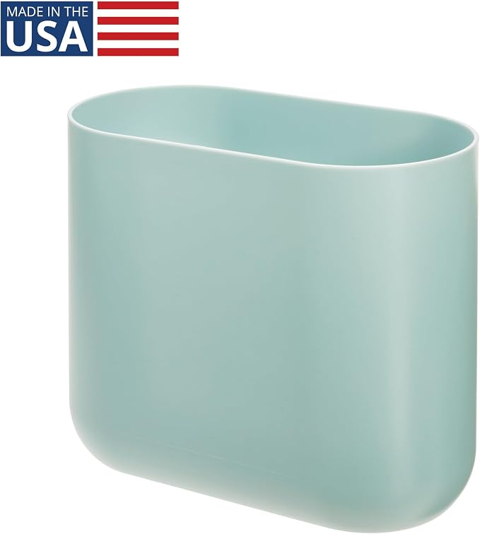 iDesign Small Slim Plastic Bathroom Trash Can, Garbage Can for Bedroom, Office, Desk, Dorm, Blue - Image 2