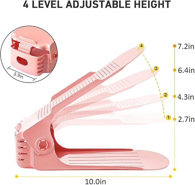 Shoe Slots Organizer 36 Pack - Shoe Organizer Space Saver 50%,Adjustable Thickening Shoe Stackers for a pair of Shoes,Shoe Storage Shoe Rack Holder for closet organization,organizador de zapatos,Pink - Image 3