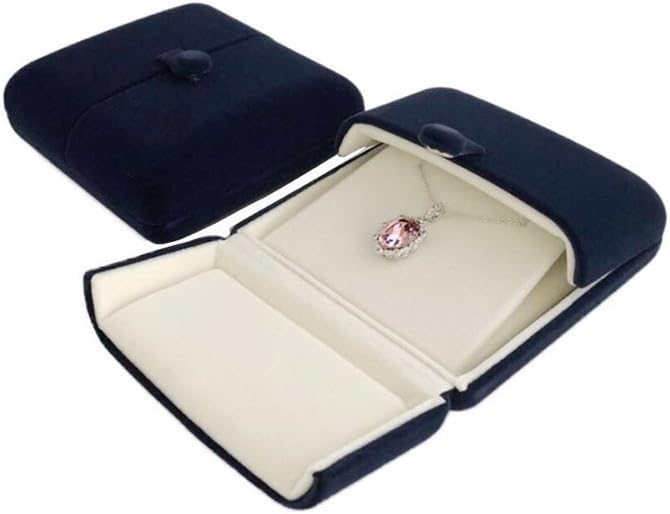 Premium Double Function Navy Luxurious Blue Velvet Pendant Earrings Necklace Gift Box Double Layer Fine Material Modern Elegant (Jewelry is not included) - Image 3