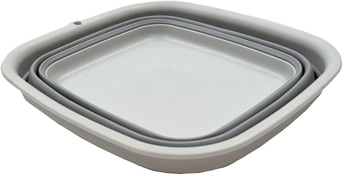 SAMMART 7.7L (2 Gallon) Collapsible Tub - Foldable Dish Tub - Portable Washing Basin - Space Saving Plastic Washtub (Grey, S) - Image 2