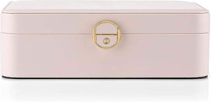 Vlando 2-Layer Jewelry Box,Valentines Day Gifts for Her Jewelry Organizer for Women Removable Jewelry Tray for Earrings Necklace,Gift Ideas,Birthday Graduation Gifts Apricot Pink - Image 6