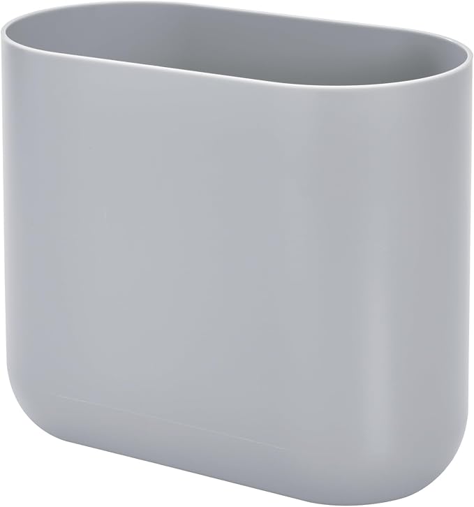 iDesign Small Slim Plastic Bathroom Trash Can, Garbage Can for Bedroom, Office, Desk, Dorm, Gray by iDesign