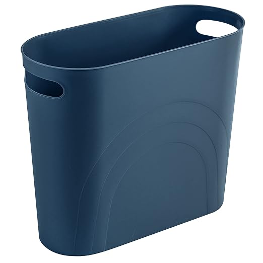 rejomiik Small Trash Can, 3.5 Gallon Slim Garbage Can Plastic Waste Basket with Handles Container Bin for Narrow Spaces Bathroom, Bedroom, Kitchen, Office at Home, Teal Blue by rejomiik