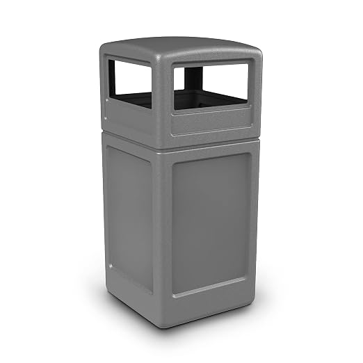 Commercial Zone-73290399 PolyTec 42 Gallon Square Waste Container with Dome Lid Color: Gray by CommercialZone