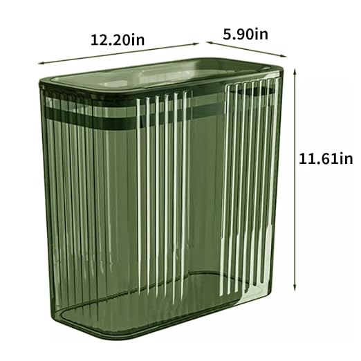 Transparent Trash Can, Bathroom Trash Cans with Lids, 3.5 Gallon Garbage Can for Bedroom, Office, Plastic Slim Waste Basket with Press Top Lid, 15L Clear Trash Bin for Home, Kitchen (Green) - Image 2
