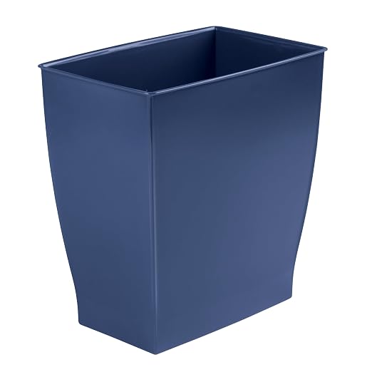 iDesign Small Plastic Bathroom Trash Can, Slim Rectangle Garbage Bin for Bedroom, Office, Dorm, 4-Pack, Navy Blue - Image 9