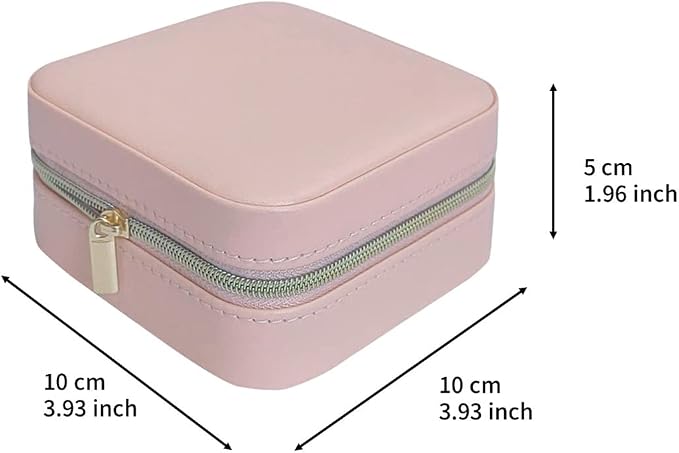Jewelry Case with Mirror, Small Travel Jewelry Organizer, Portable Mini Storage Box for Rings, Earrings, Necklaces, Gift for Mother Mom, Girl, Daughter, Sisters, Bridesmaids, Mother's Day Gift (Pink) - Image 3