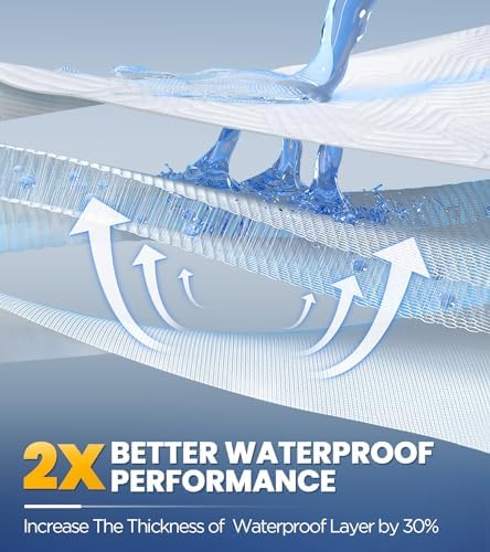 100% Waterproof Mattress Protector with High Resistance to Liquid, Breathable 3D Air King Mattress Protector, Ultra Soft Cooling Mattress Cover Hypoallergenic Quiet Bed Cover Fits 6"-21"