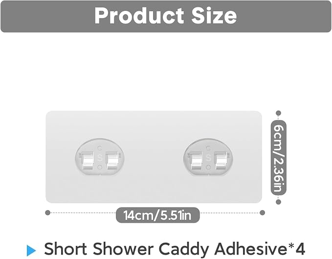 Lsnisni 4 Pack Shower Caddy Adhesive Replacement, Strong Adhesive Hooks for Shelf, Waterproof Shower Adhesive Strips, No Drilling, for Bathroom Storage Shelves and Kitchen Racks - Image 2