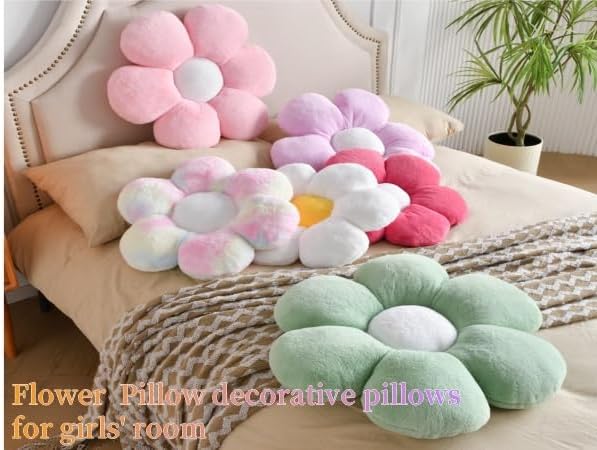 Daisy Decorative Plush Pillow, 15.7In Cute Flower Shaped Throw Pillow for Sofa, Couch, Bed & Tent