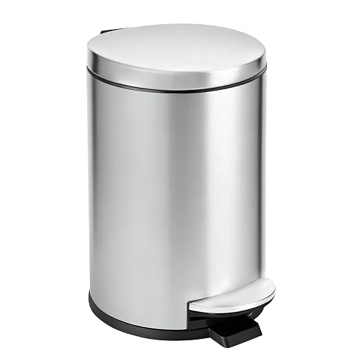 TIPGO Small Trash Can with Lid Soft Close, 4.5 Liters / 1.2 Gallon Bathroom Garbage Can, Mini Step Trash Bin, Stainless Steel Wastebasket for Bathroom, Bedroom, Office (Silver) by TIPGO