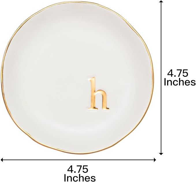 COLLECTIVE HOME - Ceramic Jewelry Tray, Decorative Trinket Dish for Rings Earrings Necklaces Bracelet Watch Keys, Birthday Mother's Day Christmas Gift for Women, 4.75", White Surface (H) - Image 2