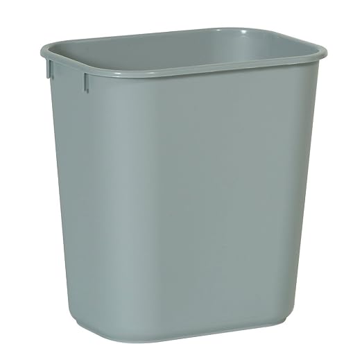 Rubbermaid Commercial Products Deskside Wastebasket/Trash Can, 3.25-Gallon/13-Quart, Gray, Plastic, for Bedroom/Bathroom/Office, Fits Under Desk/Sink/Cabinet, Pack of 12 by RubbermaidCommercialProducts