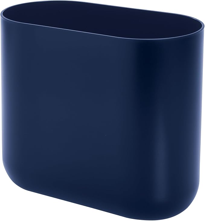 iDesign Small Slim Plastic Bathroom Trash Can, Garbage Can for Bedroom, Office, Desk, Dorm, Navy Blue - Image 9