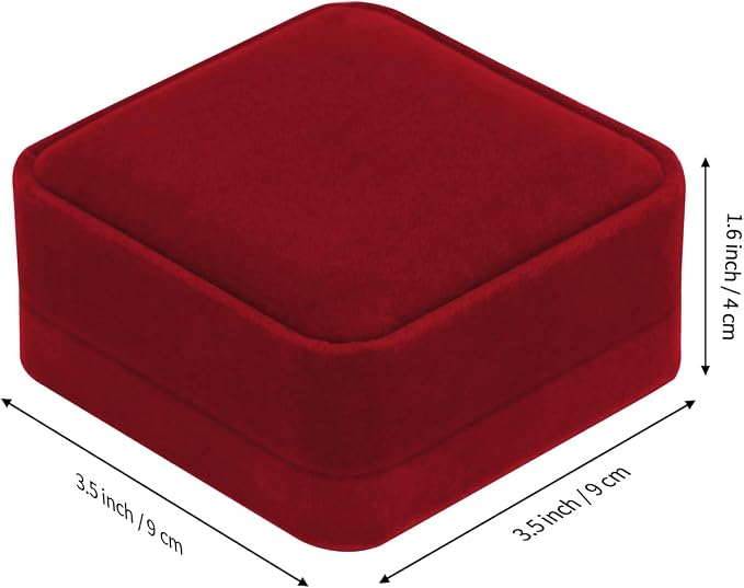 LETURE 4 Pieces Classic Velvet Bracelet Bangle Pendant Necklace Gift Box, Travel Jewelry Box Display Storage Case for Gift, Wedding, Engagement, Proposal, Birthday (4PCS Bracelet-RED) - Image 2