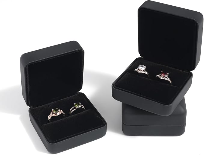 Velvet Ring Gift Box, Small Jewelry Earring Studs Holder Case for Wedding Day, Proposal, Engagement, Anniversary, Ring Display Storage Box for Women Girl (Black S) - Image 5