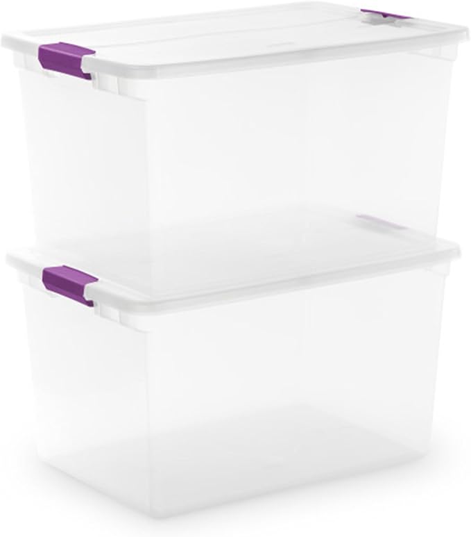 Sterilite 18-Pack 66 Quart ClearView Latch Box, Stackable Organizer Bins with Latching Lids - Clear Plastic Organization Containers for Closet, Bedroom, Shelving Units and Everyday Home Storage - Image 9