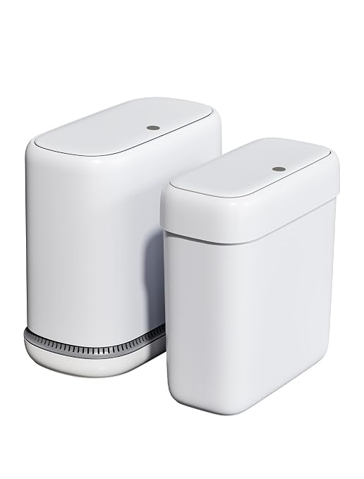 Bathroom Trash Can with Lid, Slim 3.3 Gallon Vacuum adsorption Garbage Bin, Narrow Press Top Waste Basket for Odor Control & Dog Proof for Bathroom Bedroom Office Home by Leguo