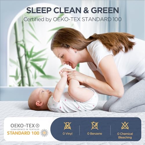 Premium Waterproof Cal King Mattress Protector Made from Silver-Infused Bamboo Rayon for Better Health, Odor-Free Hypoallergenic Cal King Mattress Cover