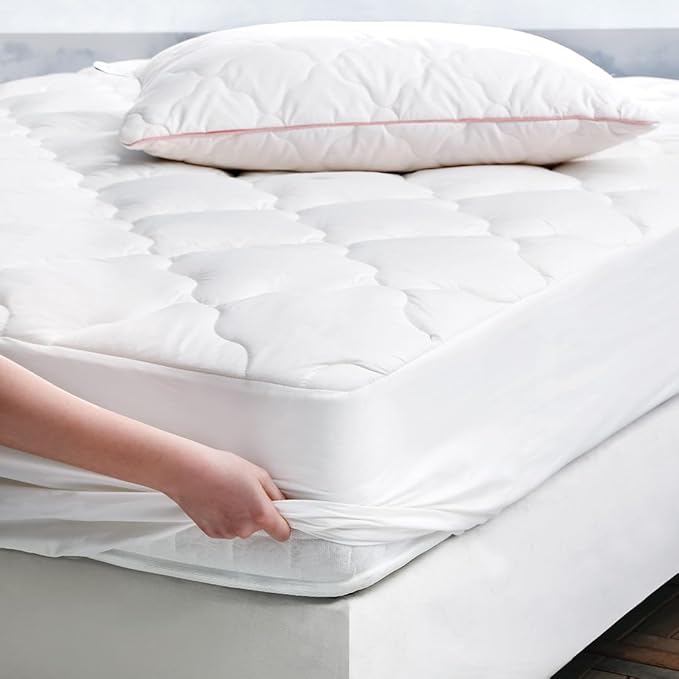 YATAS BEDDING Wool Mattress Protector, Mattress Cover with 100% Cotton Cover & Special Certificated Wool Filling, Bed Cover and Protector, Ecru (Full Size - 18'' Depth) - 55"x75"