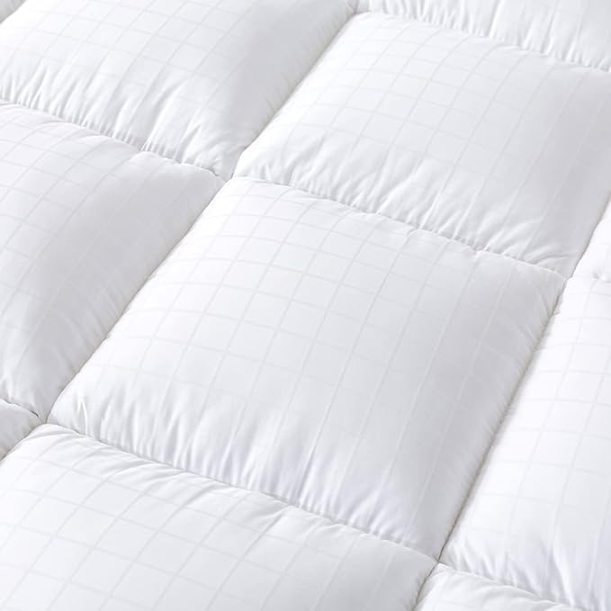 Cotton Cooling Mattress Pad with Deep Pocket - Extra Thick Mattress Topper (Full) 2" Thick Gueest with Deep Fitted Skirt Quilted Stretch Pillow Top,Down Alternative Fill,Breathable