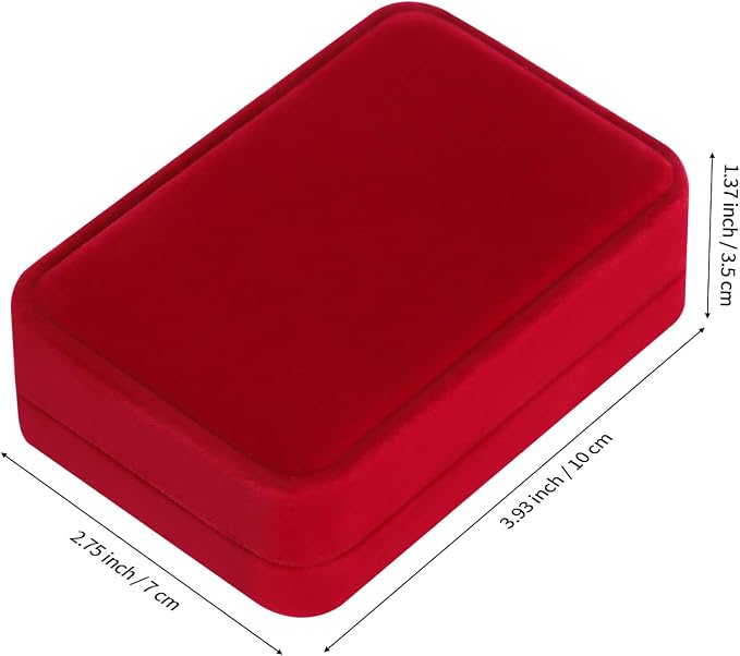 LETURE 2 Pieces Velvet Jewelry Gift Boxes for Necklace Pendant Earring Bracelet, Small Jewelry Storage Display Case for Christmas Wedding Engagement Birthday Anniversary (Red) - Image 2