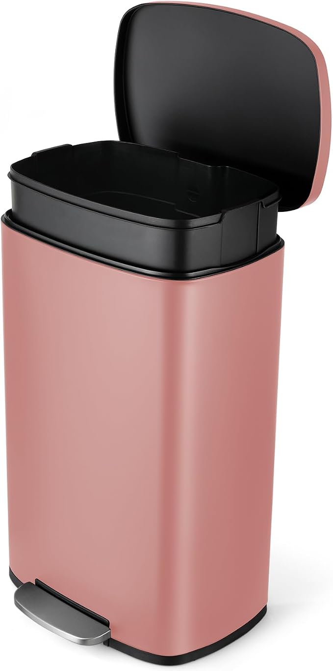 8 Gal Kitchen Trash Can, 30L Recycling or Garbage Bin, Brushed Stainless Steel Waste Basket, Soft&Quiet Close Dustbin, with Step-On Pedal, Removable Inner Bucket, for Home, Office, Living Room by ComfyCorner