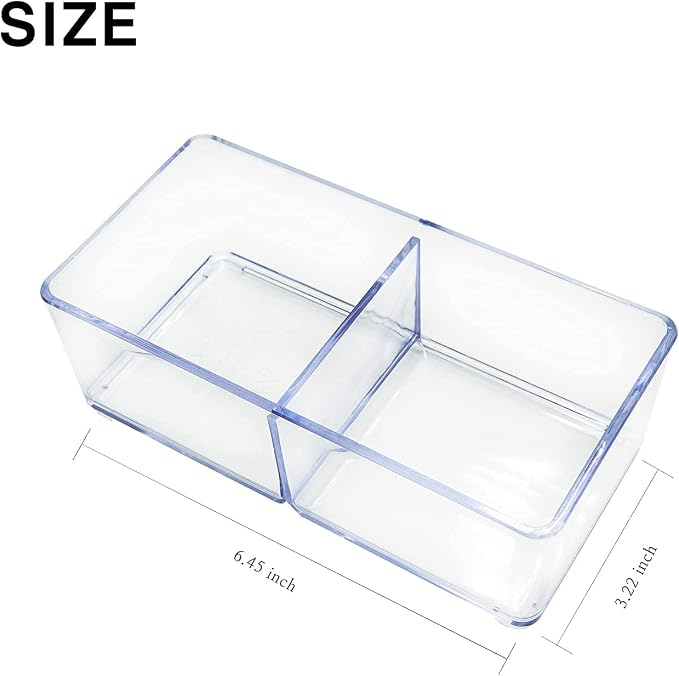 carrotez 2 Compartment Clear Plastic Drawer Organizer for Makeup, Bathroom, Desk, Vanity - Image 5
