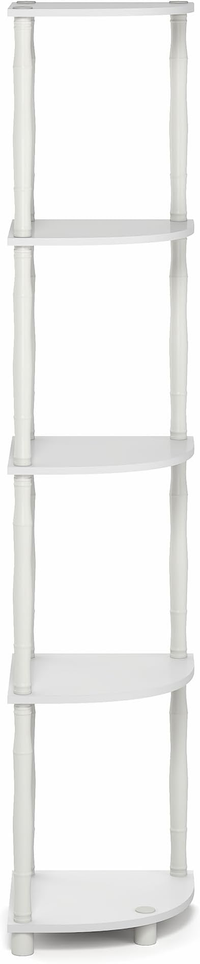 Furinno Turn-N-Tube Storage Shelves, 5-Tier Open Frame Book Shelf, Standing Corner Shelf, Toolless Open Shelves, Classic Tubes, for Organization and Storage, Living Room, Home Office, White - Image 7