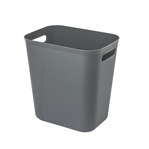 UUJOLY Plastic Small Trash Can Wastebasket, Garbage Container Basket for Bathrooms, Laundry Room, Kitchens, Offices, Kids Rooms, Dorms, 3.5 Gallon (Dark Grey) by UUJOLY