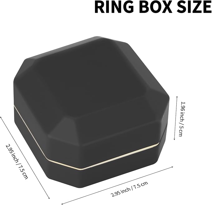 Luxury LED Jewelry Earring Pendant Stud Box, Velvet Earring Necklace Gift Box Storage Case Organizer Holder for Proposal Engagement Wedding Anniversary Birthday Ceremony (Black) - Image 2