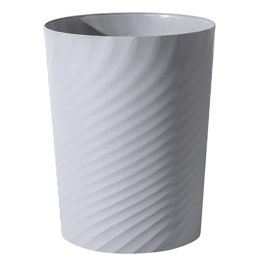 UUJOLY Plastic Small Trash Can Wastebasket, Garbage Container Basket for Bathrooms, Laundry Room, Kitchens, Offices, Kids Rooms, Dorms, (Grey, 1.8 Gallon) by UUJOLY