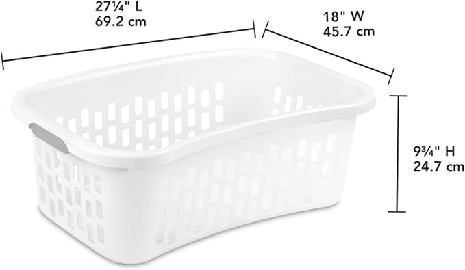 Sterilite 24 Pack HipHold Laundry Basket, Plastic Rectangle Clothes Hamper with Comfort Grip Handles & Reinforced Rim, 1.5 Bushel Capacity, White - Image 2