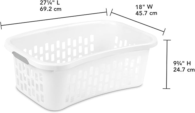 Sterilite 12 Pack HipHold Laundry Basket, Plastic Rectangle Clothes Hamper with Comfort Grip Handles & Reinforced Rim, 1.5 Bushel Capacity, White - Image 2
