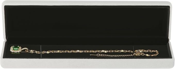KUKUVR 2 Pieces Metal Velvet Necklace Bracelet Gift Box, Soft Lining Bracelet Pendant Long Chain Organizer Holder Display Case for Wedding Engagement Birthday Anniversary (Grey) - Image 2