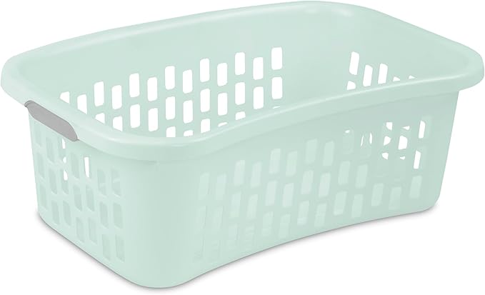 Sterilite 6 Pack HipHold Laundry Basket, Plastic Rectangle Clothes Hamper with Comfort Grip Handles & Reinforced Rim, 1.5 Bushel Capacity, Mint - Image 8