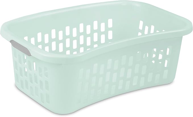 Sterilite 12 Pack HipHold Laundry Basket, Plastic Rectangle Clothes Hamper with Comfort Grip Handles & Reinforced Rim, 1.5 Bushel Capacity, Mint - Image 8
