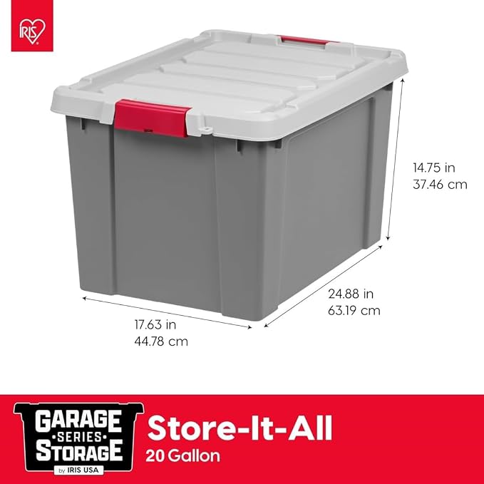 IRIS USA 20 Gallon Lockable Storage Totes with Lids, 6 Pack - Gray, Heavy-Duty Durable Stackable Containers, Large Garage Organizing Bins Moving Tubs, Rugged Sturdy Equipment Utility Tool Box - Image 3