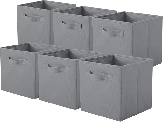 ShellKingdom Storage Bins, Foldable Fabric Storage Cubes And Cloth Organizer Drawer For Closet And Toys, 6 Pack (Gray) by ShellKingdom