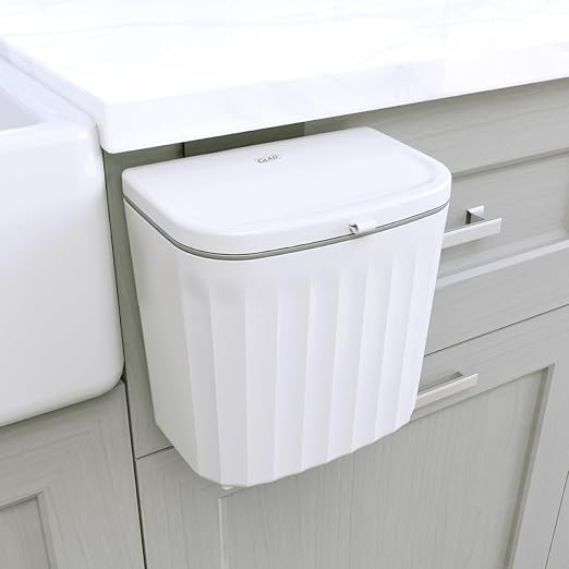 Glad Roomate Under Counter Waste Bin | Space Saving Small Trash Can for Kitchen Cabinet, Bathroom or Office | Dual Lid for Ease of Opening, 7 Liter, White by GladTrashFoodStorage