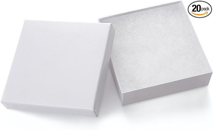 GEFTOL Jewelry Gift Boxes 20 Pack 3.5x3.5x1 Inch Cardboard Jewelry Boxes,Small Gift Boxes for Jewelry Earrings Necklaces Handmade Bangles Bracelets(White) by GEFTOL