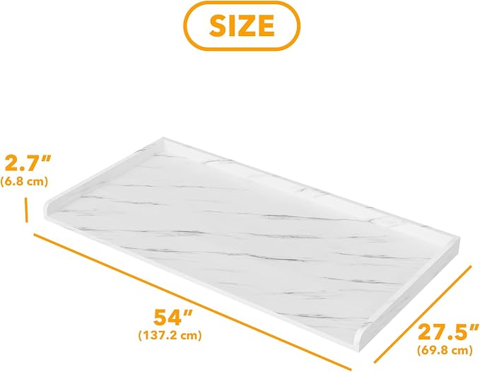 SpaceAid Washer Dryer Countertop, Laundry Wood Shelf Topper with Edge, 54" Width x 27.5" Depth Cover Guard Organizer for Washer and Dryer Laundry Hamper Counter Storage Organization (White Marble) - Image 2