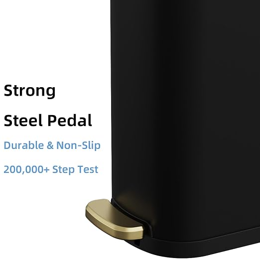 KSSKSS 2.6 Gallon Slim Bathroom Trash Can with Soft Close Lid, 10L Stainless Steel Garbage Can with Removable Liner Bucket, for Narrow Spaces, Bathroom, Bedroom (Matt Black) - Image 7