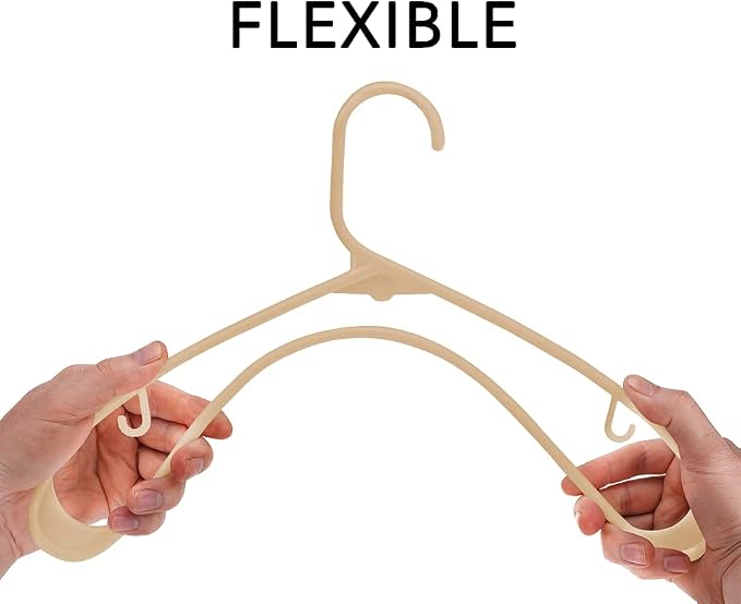 Sharpty Plastic Hangers Clothes Hangers for Clothing, Closet, Coats & Shirts - Durable & Space Saving - for Everyday Standard Use, Room Essentials & Basics - 60 Pack - Beige - Image 3