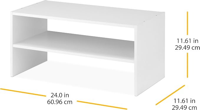 Whitmor Wood Stackable 2-Shelf Shoe Rack, White, 24 inches，2 Pack - Image 3